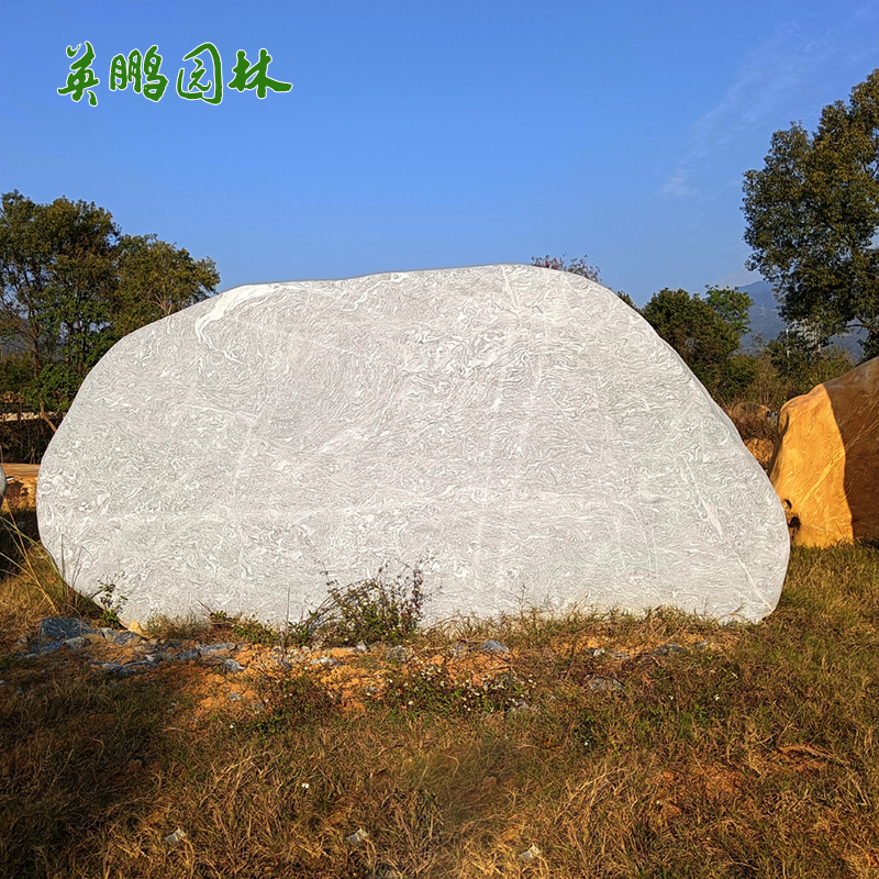 别出心裁 刻字石假山招牌石工程 青花石为花园景观增添灵动之美