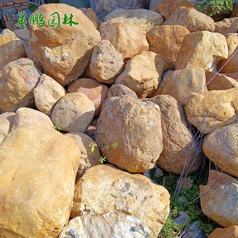 英鹏自然黄蜡石园林景观 中型驳岸假山黄腊石造景吨位石