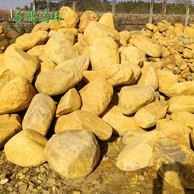吨位黄腊石 英石假山卵型石驳岸 精品黄蜡石 景观石